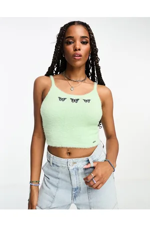 Hollister Canottiera soffice salvia con farfalle ricamate