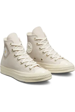 Converse Chuck 70 Hi - Sneakers alte color sabbia con margherita all