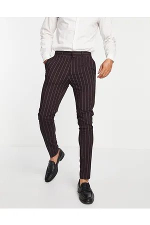 ASOS Pantaloni skinny da abito bordeaux gessati