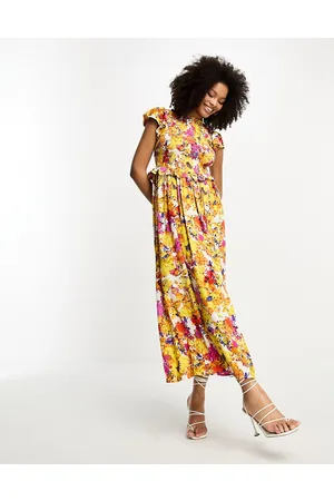 Y.A.S Vestito lungo con corpetto arricciato a fiori