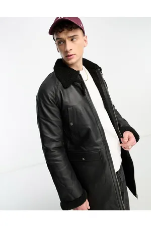 Bolongaro Parka taglio lungo in pelle e montone nero
