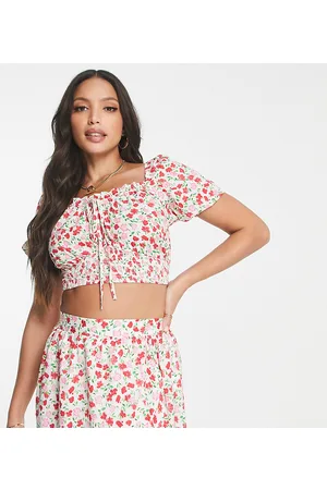 Influence Crop top con stampa a fiori in coordinato