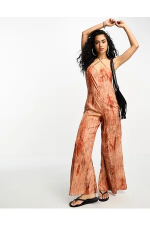VIOLET ROMANCE Tuta jumpsuit color ruggine con spalline sottili