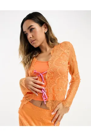 Never Fully Dressed Top in pizzo con laccetti a contrasto in coordinato