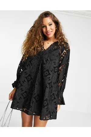 ASOS Vestito camicia corto a trapezio in pizzo con motivo patchwork