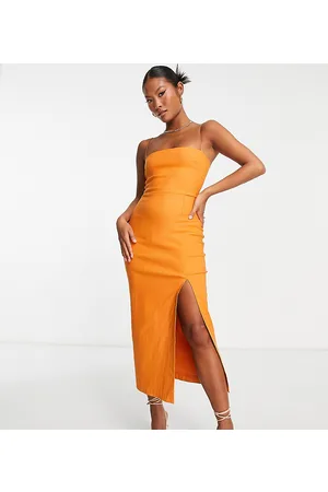 Vesper Vestito midi con spalline sottili bruciato
