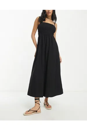 Rhythm Vestito lungo estivo classico nero arricciato