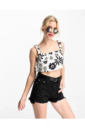 Influence Crop top con stampa a fiori monocromatica in coordinato