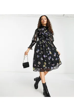 VERO MODA Vestito midi arricciato a fiori