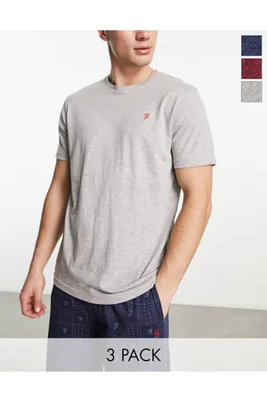 Farah Confezione da 3 t-shirt da casa mélange blu navy, bordeaux e grigio