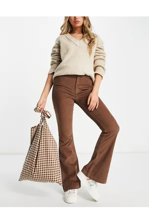 Hollister Pantaloni a zampa in velluto a coste color cuoio
