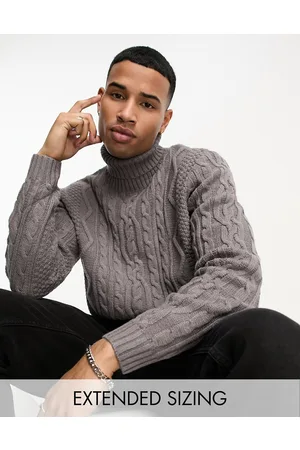 ASOS Maglione dolcevita color antracite lavorato a trecce