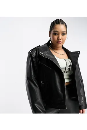 Urban Code Giacca stile motociclista oversize in vera pelle nera