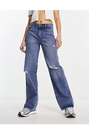 Noisy May Amanda - Jeans a fondo ampio invecchiati azzurri