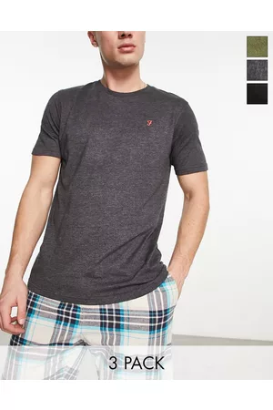 Farah Confezione da 3 t-shirt da casa nera, kaki e grigio mélange