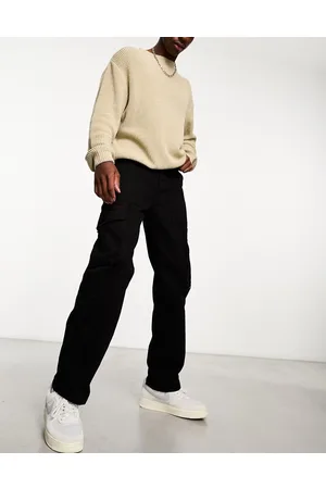 Bershka Pantaloni cargo a fondo ampio neri