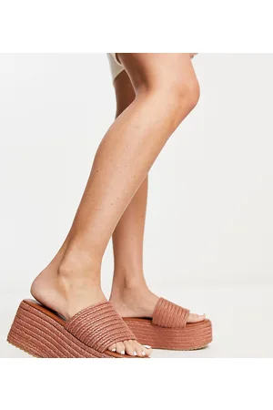 South Beach Sandali espadrilles con plateau color cuoio