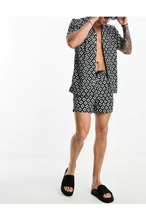 Only & Sons Camicia blu navy con stampa geometrica con colletto con rever in coordinato