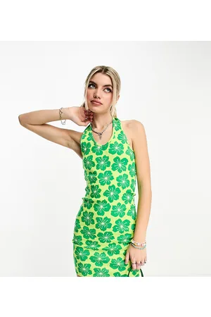 ONLY Esclusiva - Vestito corto allacciato al collo a fiori