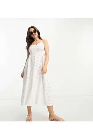 ASOS ASOS DESIGN Petite - Vestito midi in pizzo con cuciture a vista e gioco di spalline sul retro