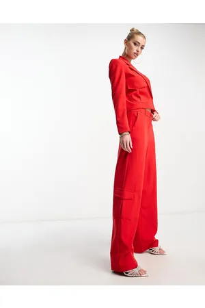 Something New X Madeleine Pedersen - Pantaloni cargo rossi in coordinato