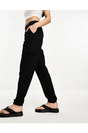 JDY Pantaloni cargo neri con fondo elasticizzato