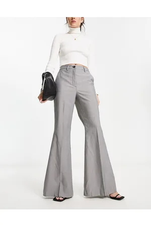 Monki Pantaloni a zampa sartoriali con motivo a spina di pesce