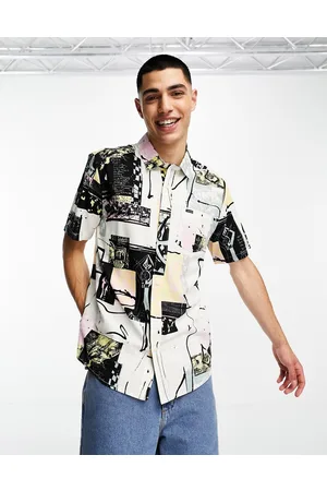Volcom Camicia bianca con stampa ondulata anni 