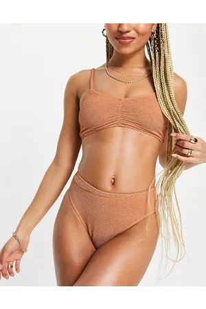 4th & Reckless Bonita - Top bikini stropicciato rosa pesca con arricciatura