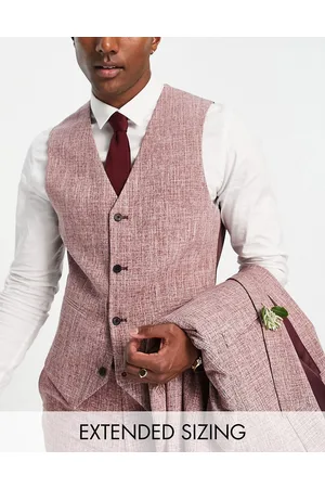 ASOS Wedding - Gilet da abito super skinny bordeaux con tratteggio incrociato