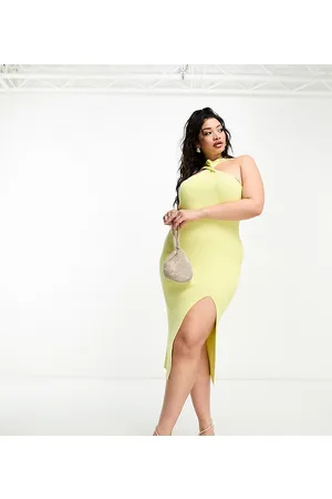 The Frolic Vestito midi con spacco laterale accollato con incrocio