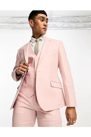 ASOS Giacca da abito skinny in misto lino pastello