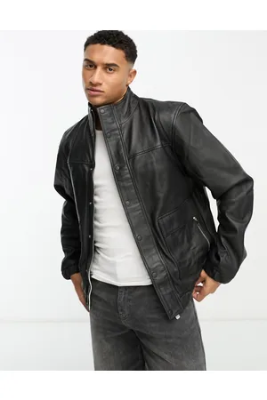 Bolongaro Bomber in pelle nera taglio lungo con zip