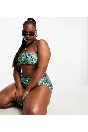 COLLUSION Plus - Top bikini con stampa astratta e cut-out asimmetrico