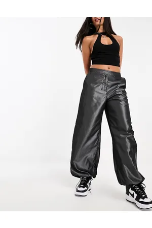 Weekday Juni - Pantaloni parachute oversize scuro metallizzato
