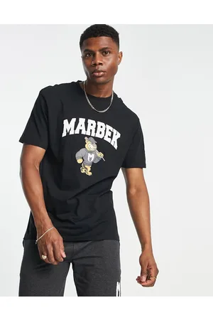 Marbek T-shirt nera con stampa di orso stile college