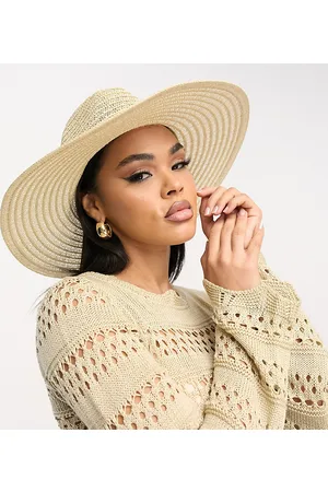 South Beach Cappello fedora a falda larga color crema