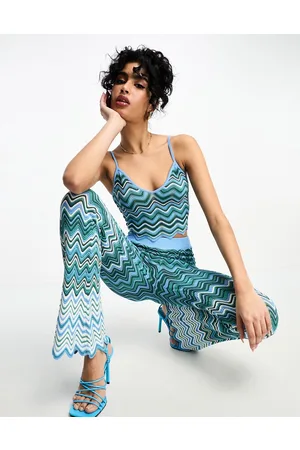Never Fully Dressed Crop top in maglia con motivo a zig-zag in coordinato