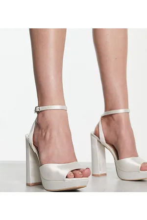 Be Mine Wide Fit Bridal Vanyaa - Sandali a pianta larga in raso avorio con plateau