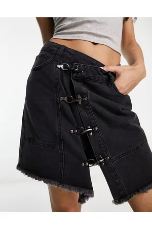 Urban Revivo Minigonna di jeans grigia asimmetrica
