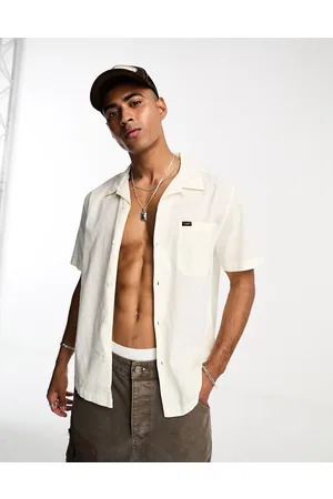 Lee Camicia a maniche corte stile resort comoda écru con rever