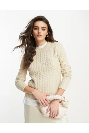 French Connection Maglione beige a trecce
