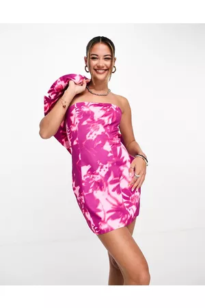 KYÒ The Brand - Vestito corto a fascia rosa con stampa tie-dye in coordinato