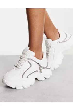 Buffalo Binary - Sneakers vegan-friendly bianche con catena