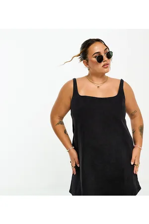 ASOS ASOS DESIGN Curve - Vestito di jeans nero scamiciato