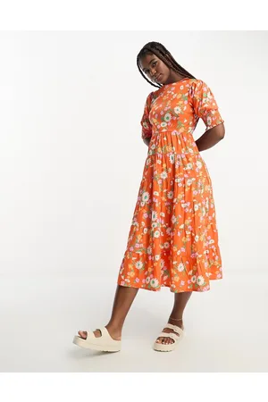 Influence Vestito midi a balze a fiori