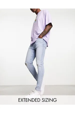 ASOS Jeans spray on power stretch lavaggio chiaro con strappi sulle ginocchia