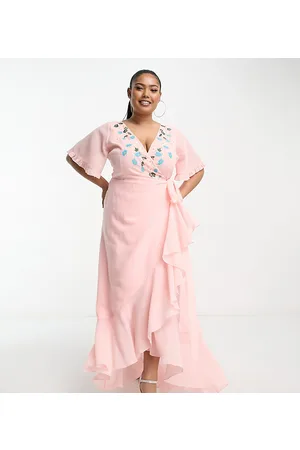 Maya Vestito avvolgente con gonna al polpaccio tenue con ricami