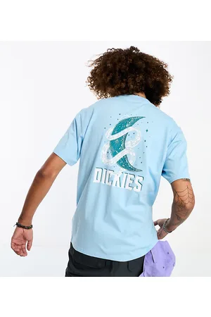 Dickies In esclusiva per ASOS - - Lake Oswego - T-shirt celeste con stampa di serpente e luna sul retro