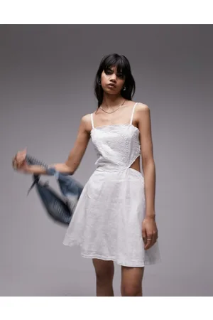 Topshop Vestito corto in lino e pizzo